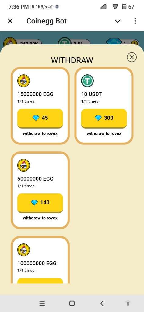 Coinegg bot withdraw requirement's