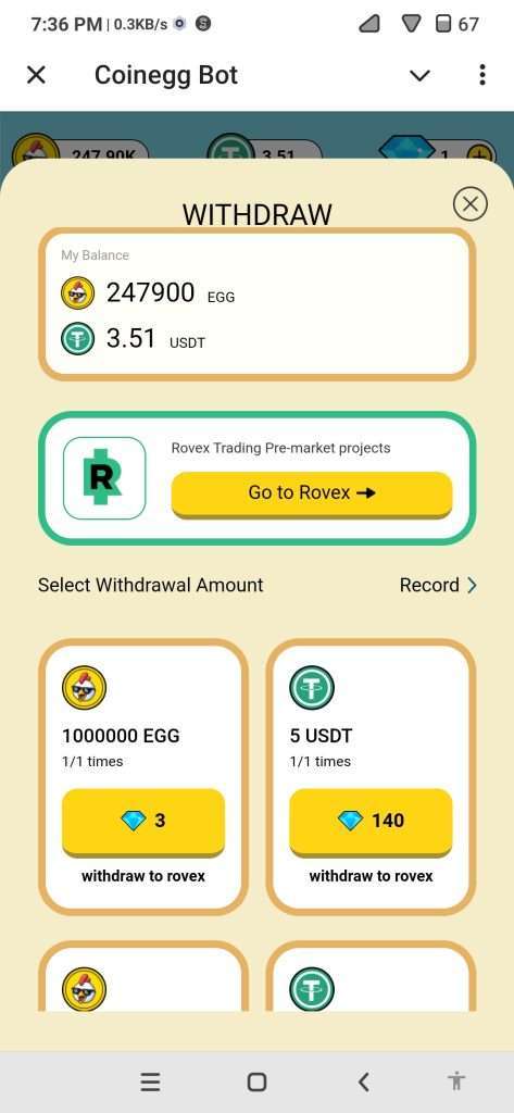 Coinegg bot withdraw system