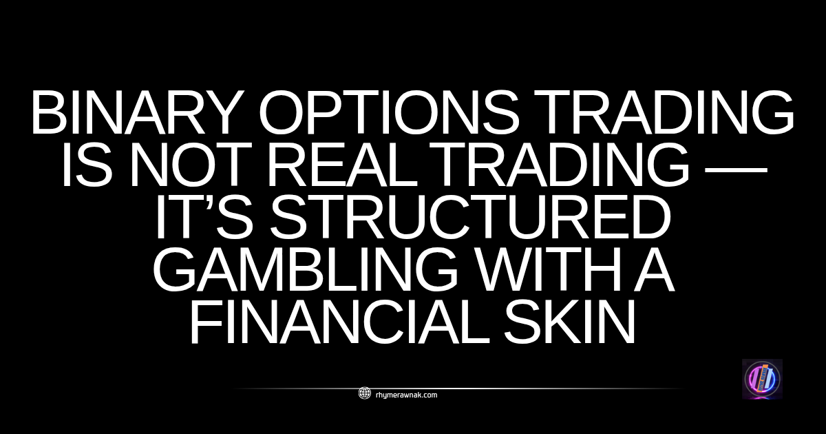 Binary options trading is not real trading — it’s structured gambling with a financial skin